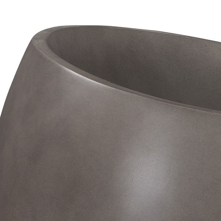 Shae 20 Inch Large Indoor Outdoor Planter, Slanted, Concrete, Modern, Gray - Benzara
