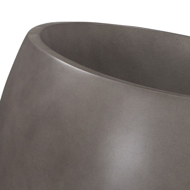 Shae 20 Inch Large Indoor Outdoor Planter, Slanted, Concrete, Modern, Gray - Benzara