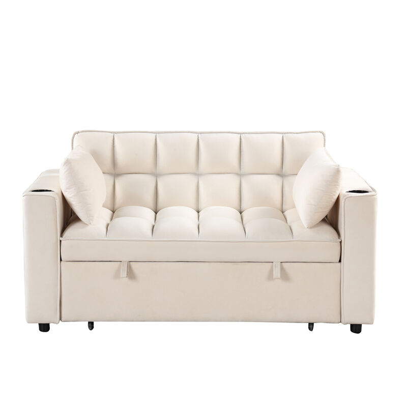 55.3" 41 Multifunctional Sofa Bed With Cup Holder And USB Port For Living Room