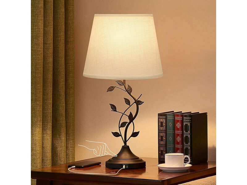 Table Lamp Bedside Lamp with USB C Charging Ports