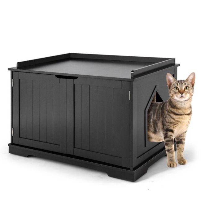 Hivvago Cat Litter Box Enclosure with Double Doors for Large Cat and Kitty