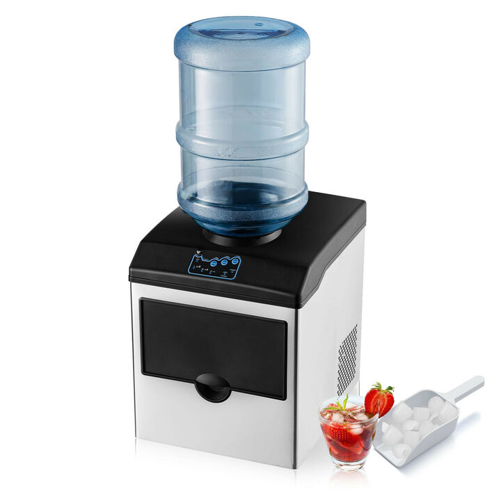 2-in-1 Countertop Ice Maker with Built-In Water Dispenser for Home or Office Use