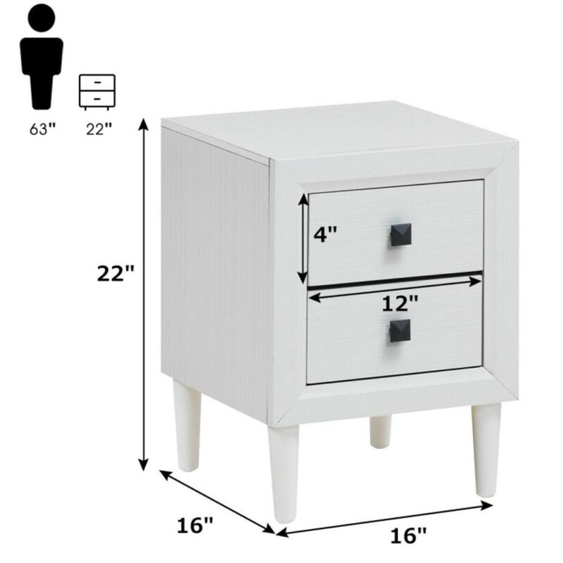 Hivvago 2Pcs Multipurpose Retro Nightstand with 2 Drawers