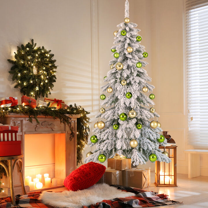 Artificial Xmas Tree with Flocked Branch Tips and  Xmas Balls