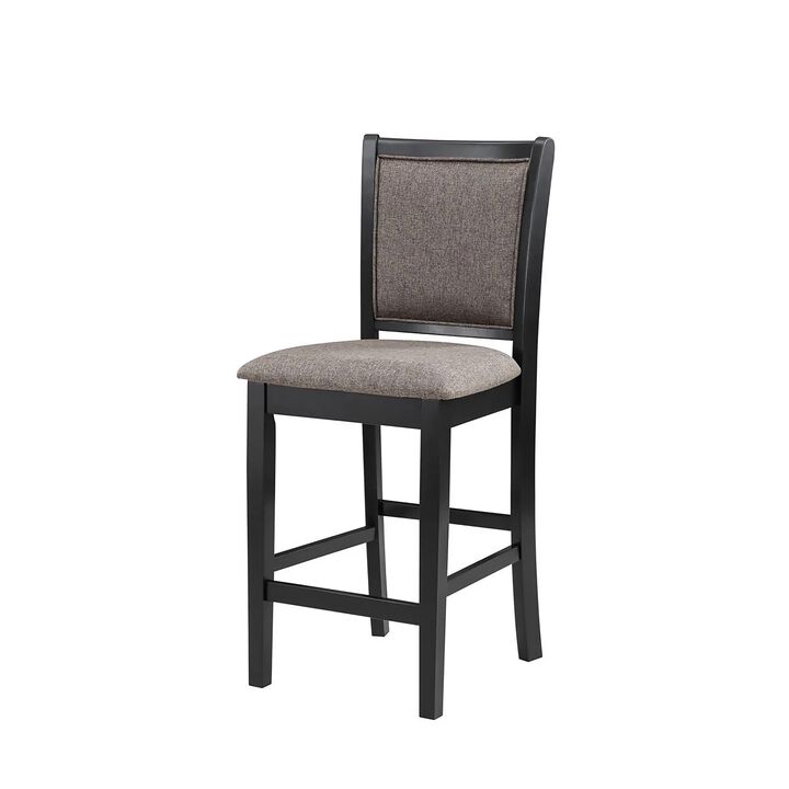 Mac Counter Height Chair Set of 2, Lattice Pattern, Black Brown Wood - Benzara