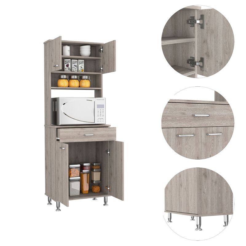 DEPOT E-SHOP Helis 60 Pantry Double Door Cabinet, One Drawer, Four Legs, Three Shelves