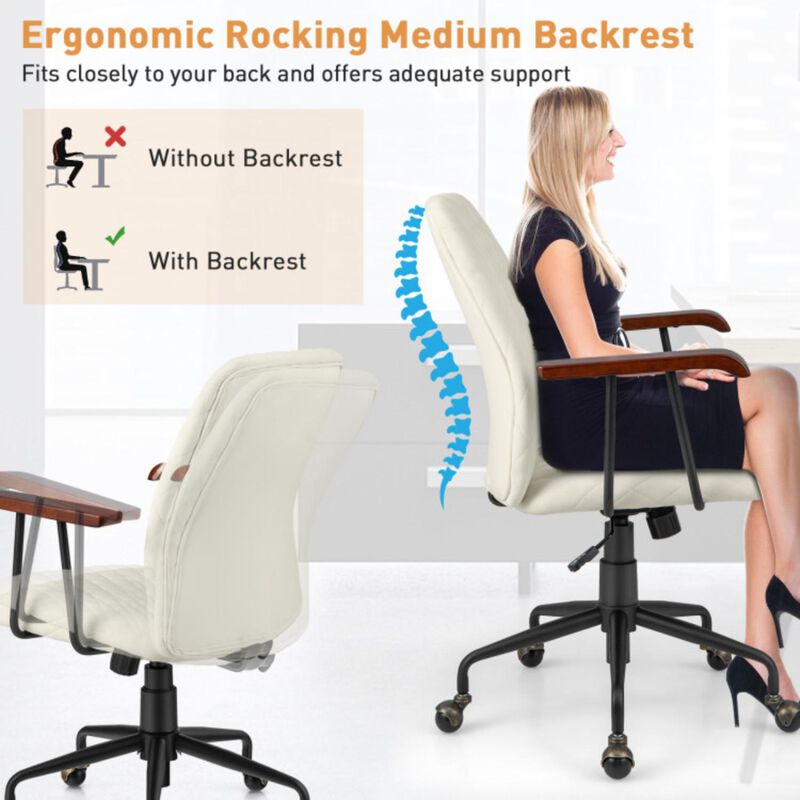 Hivvago Velvet Home Office Chair with Wooden Armrest