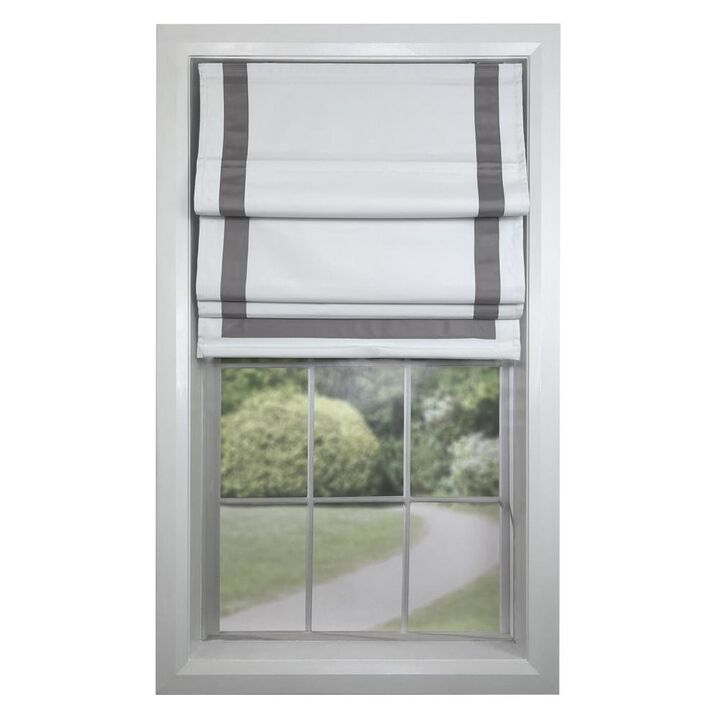 Versailles Valentina Cordless Roman Blackout Shades For Windows Insides/Outside Mount 27" x 63" Grey