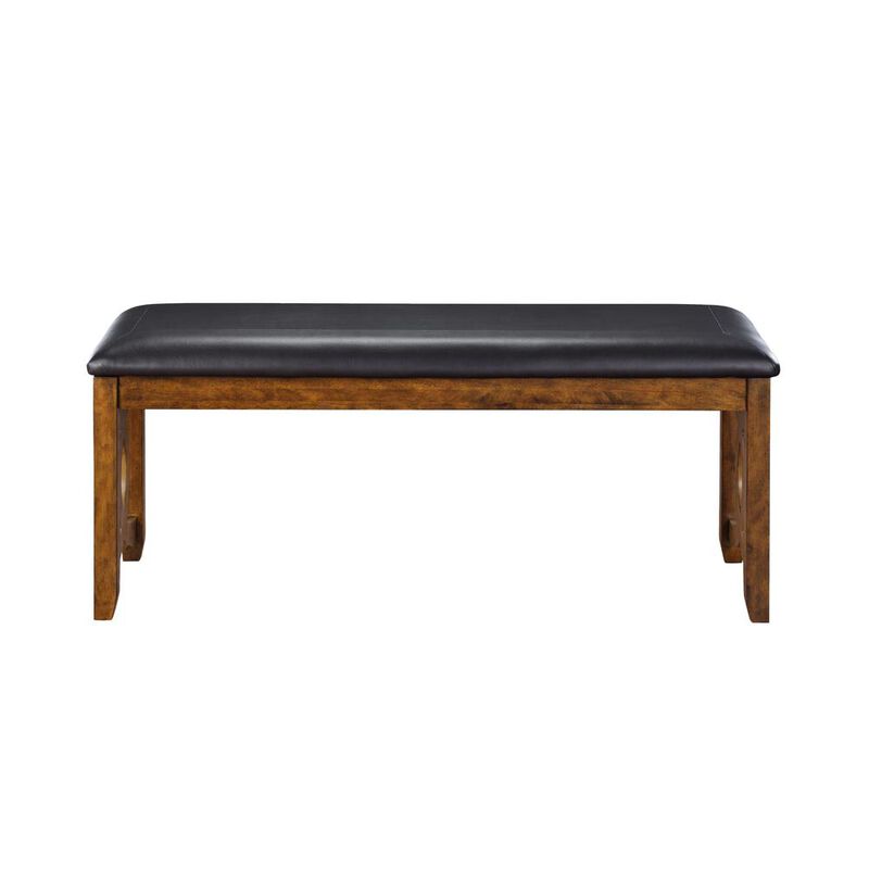 New Classic Furniture Furniture Gia 46 Solid Wood and Faux Leather Bench in Brown