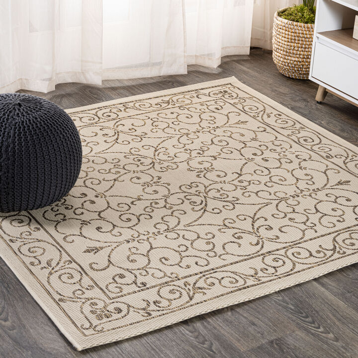 Charleston Vintage Filigree Textured Weave Indoor/Outdoor Area Rug