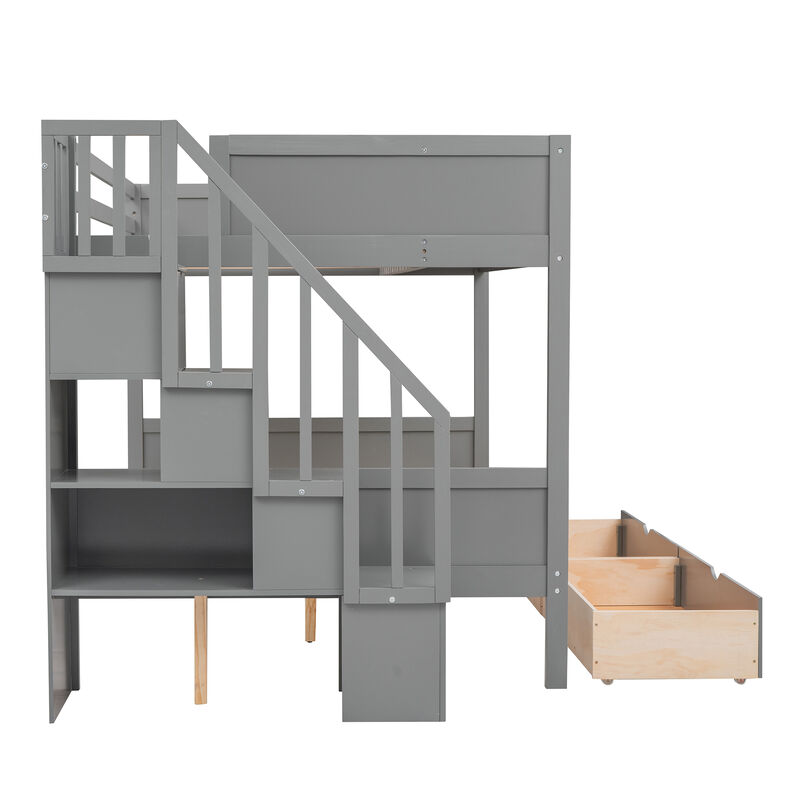 Merax Bunk Bed with Shelves  and Storage Staircase