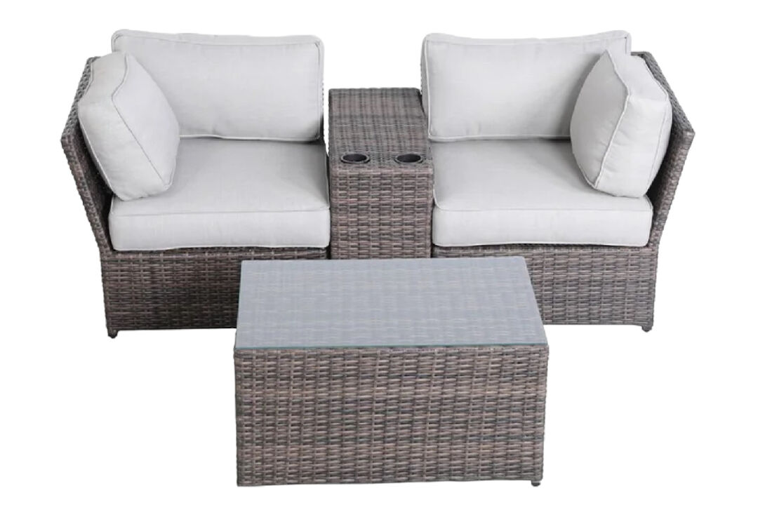 Living Source International Wicker Fully Assembled 2 - Person Seating Group with Cushions Brown
