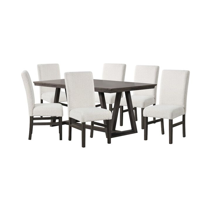 New Classic Furniture High Line 7-Piece Wood Rectangular Dining Table Set, White