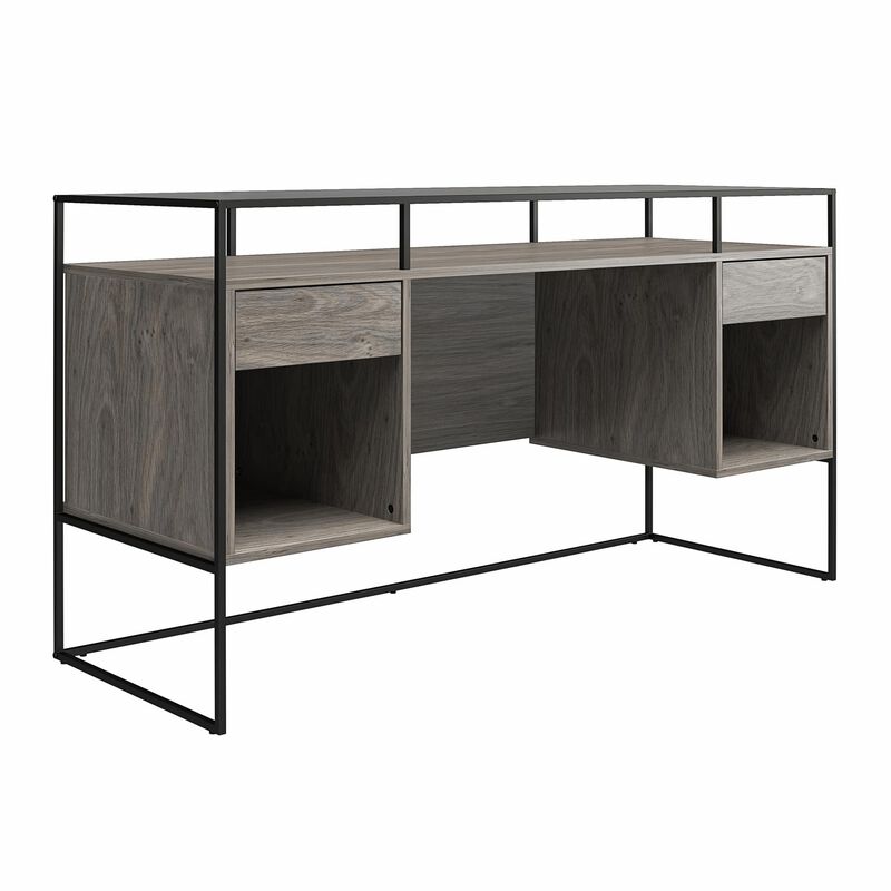 Camley Modern Desk with Fluted Glass Top