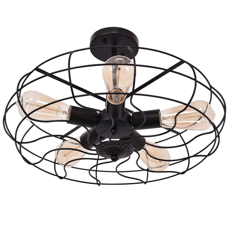 Hivvago 5 Light Modern Black Iron Sphere Modern Chandelier