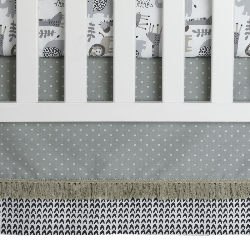 Lambs & Ivy Urban Jungle 4-Piece Crib Bedding Set - Gray, Brown, White, Jungle