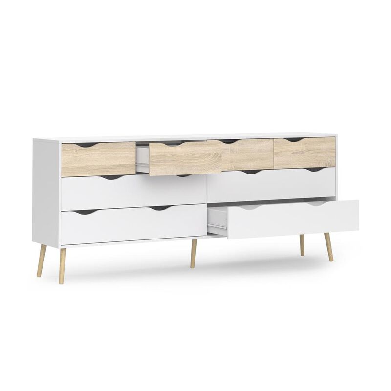 Tvilum Diana 8 Drawer Dresser - White/Oak Structure
