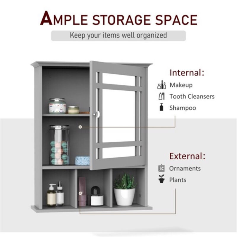Bathroom Cabinet with Mirror and Storage Shelves for Organization