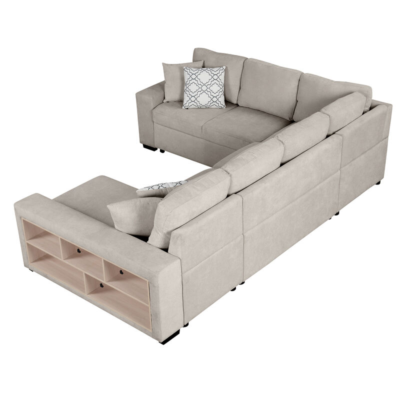 Merax U-shaped Sectional Sofa Pull-out Sofa Bed