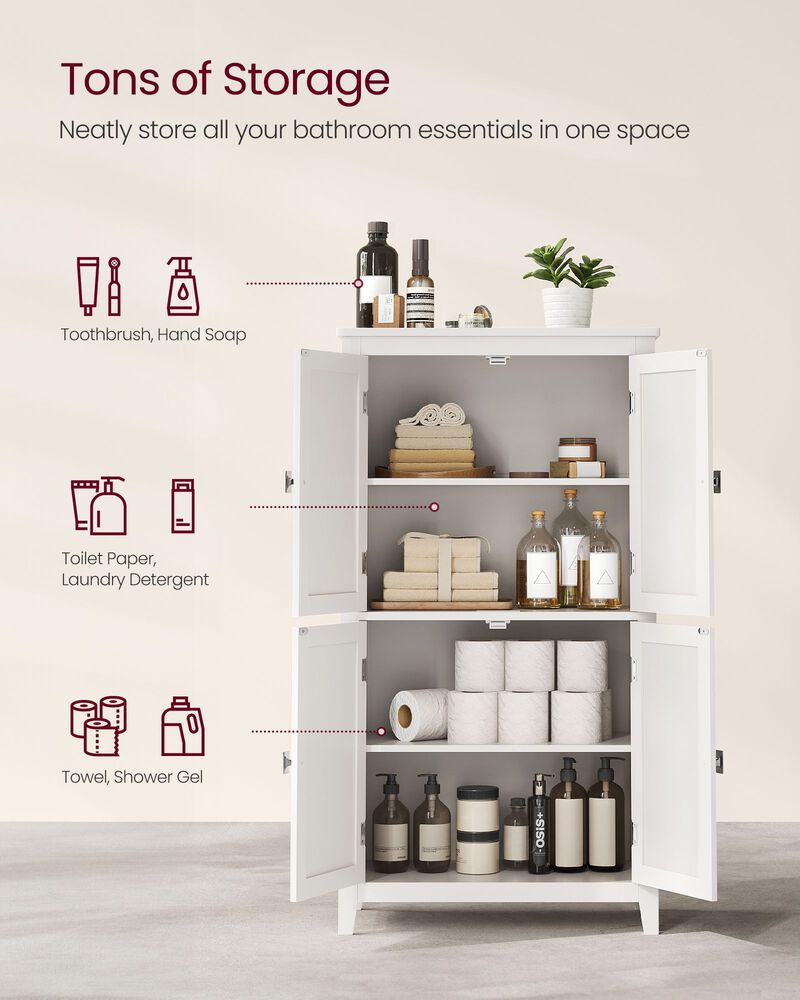 Versatile Bathroom Floor Storage Cabinet with Adjustable Shelves and Stylish Finish