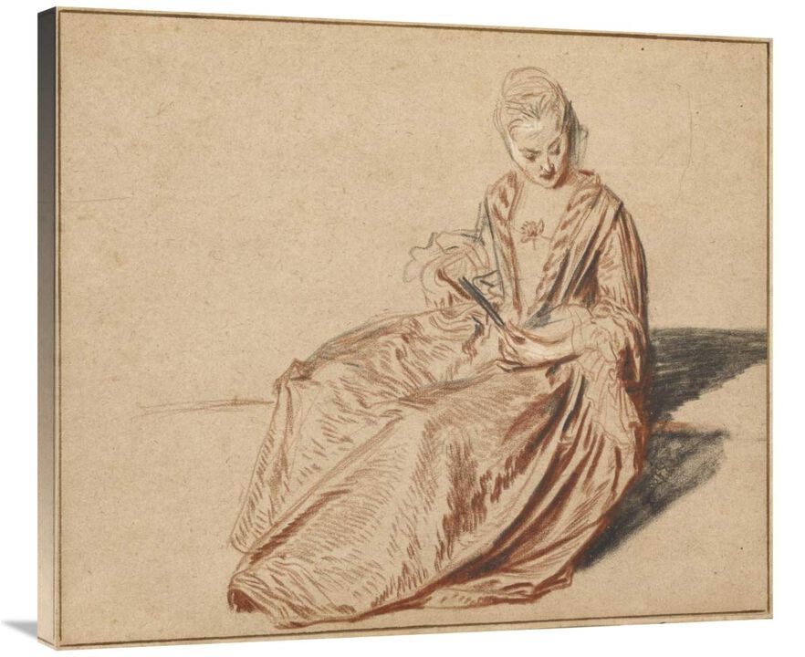 Seated Woman with a Fan-Canvas Art-36x30.96