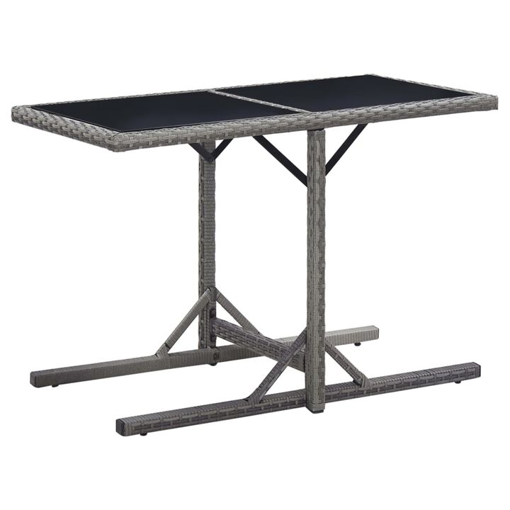 vidaXL Garden Table Anthracite 43.3"x20.9"x28.3" Glass and Poly Rattan