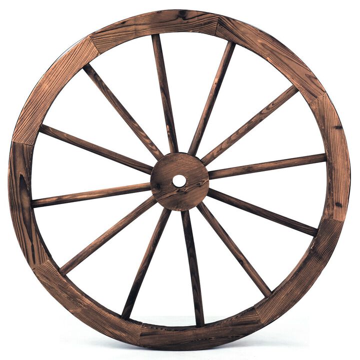 Set of 2 30-inch Decorative Vintage Wood Wagon Wheel
