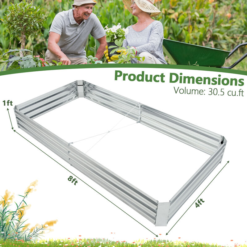 Metal Galvanized Raised Garden Bed with Open-Ended Base