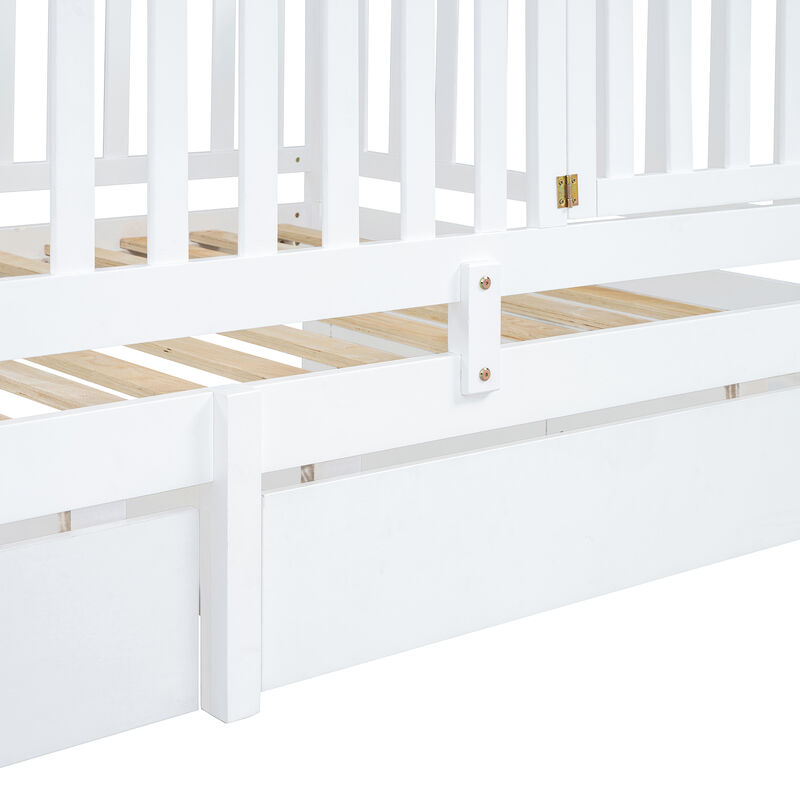 Merax Wood Daybed with Fence Guardrails