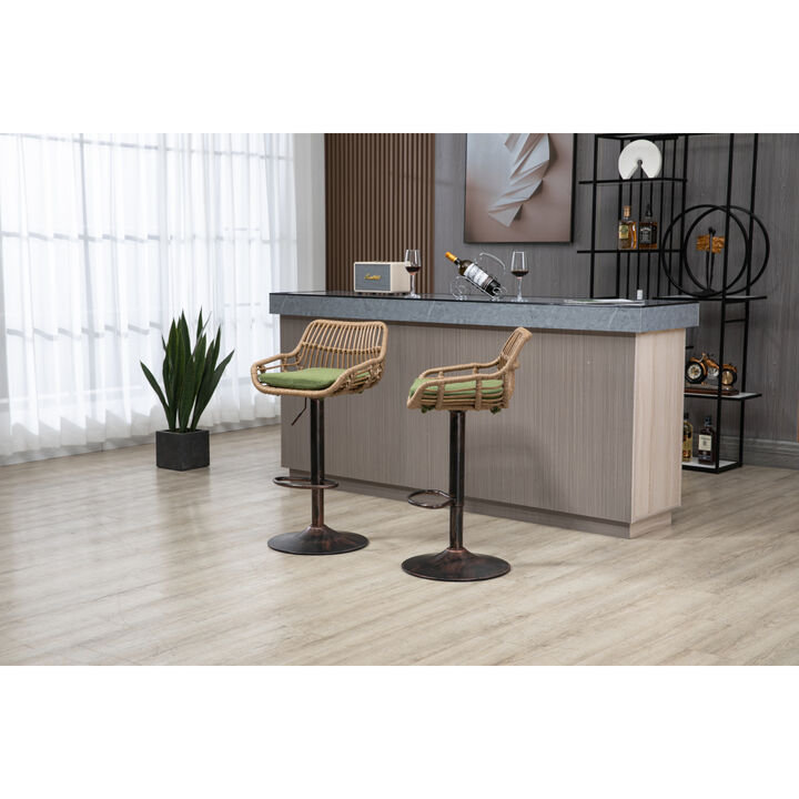 Swivel Bar Stools Set Of 2 Adjustable Counter Height Chairs With Footrest For Kitchen, Dining