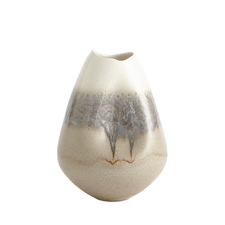 Cream Rises Dented Vase