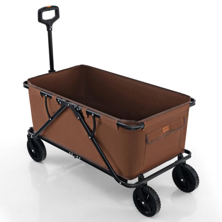 Hivvago Collapsible Folding Wagon Cart with Adjustable Handlebar