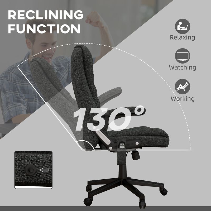 Heated Massage Office Chair: 6 Vibration Points, High Back, Gray