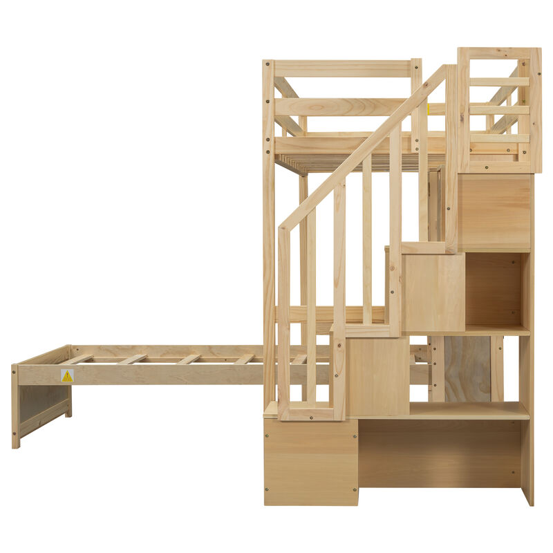 Merax Loft Bed with Built-in Desk and Staircase