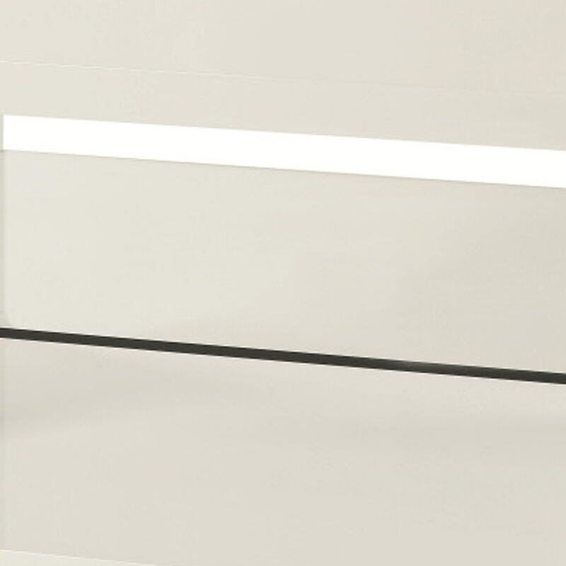 Modern Coffee Table With Rounded Corners & Clear Tempered Glass Shelf, White-Benzara