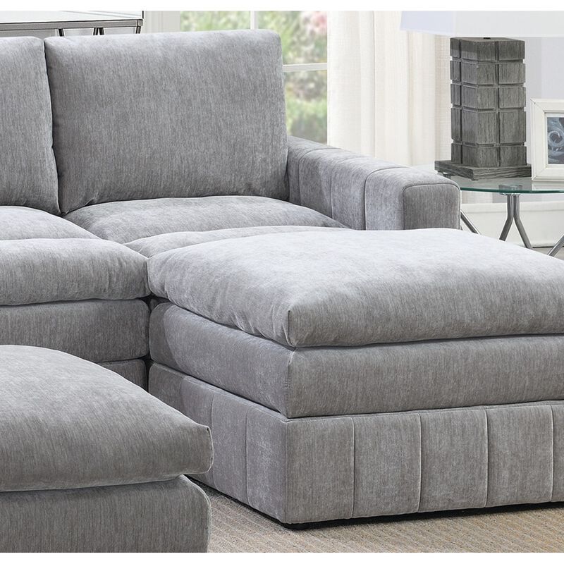 Contemporary 5 Piece Modular Sectional Set in Granite Morgan Fabric