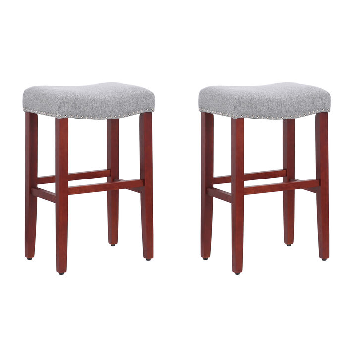 WestinTrends 29" Upholstered Saddle Seat Bar Stool (Set of 2)