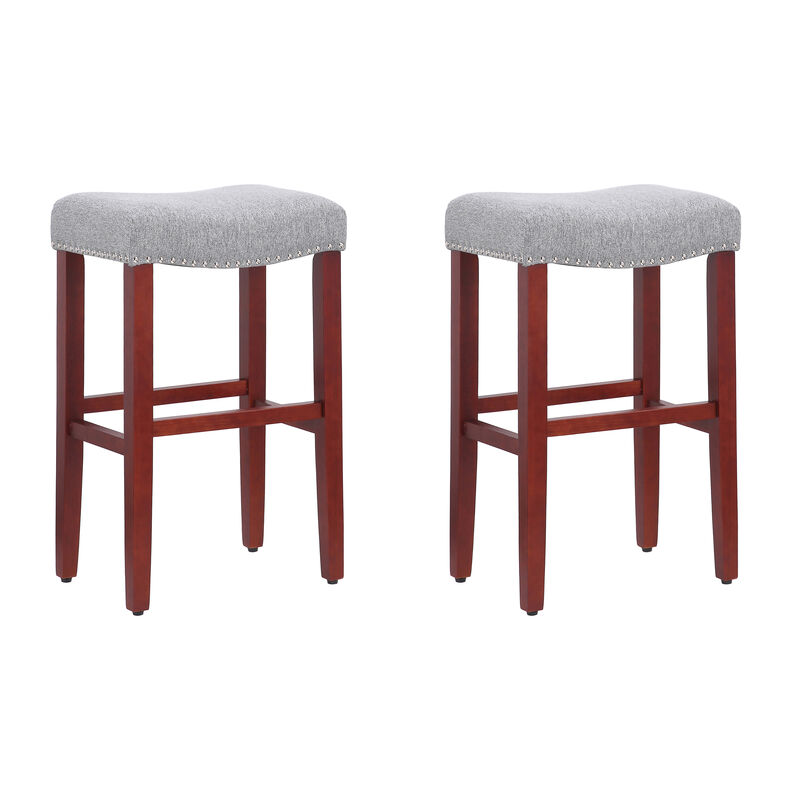 WestinTrends 29" Upholstered Saddle Seat Bar Stool (Set of 2)