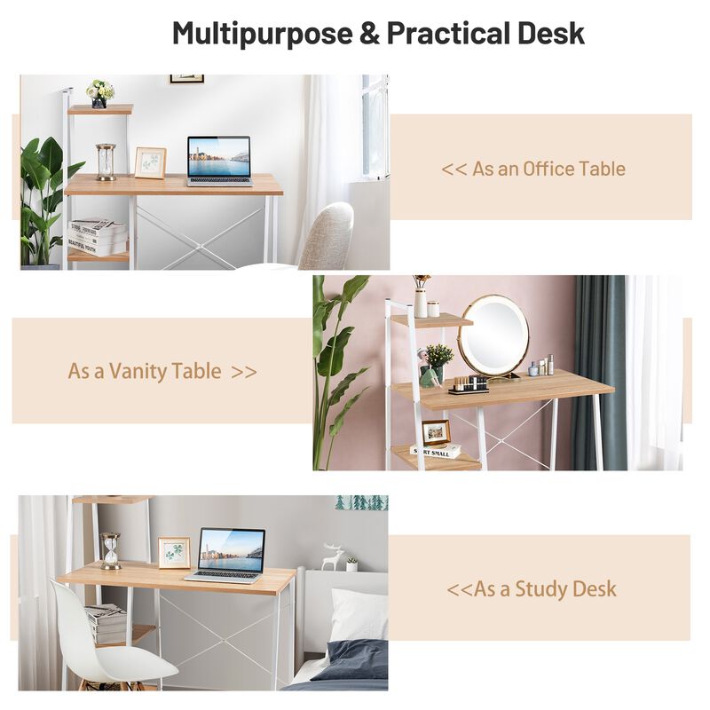 Compact Computer Desk Workstation with 4 Tier Shelves for Home and Office