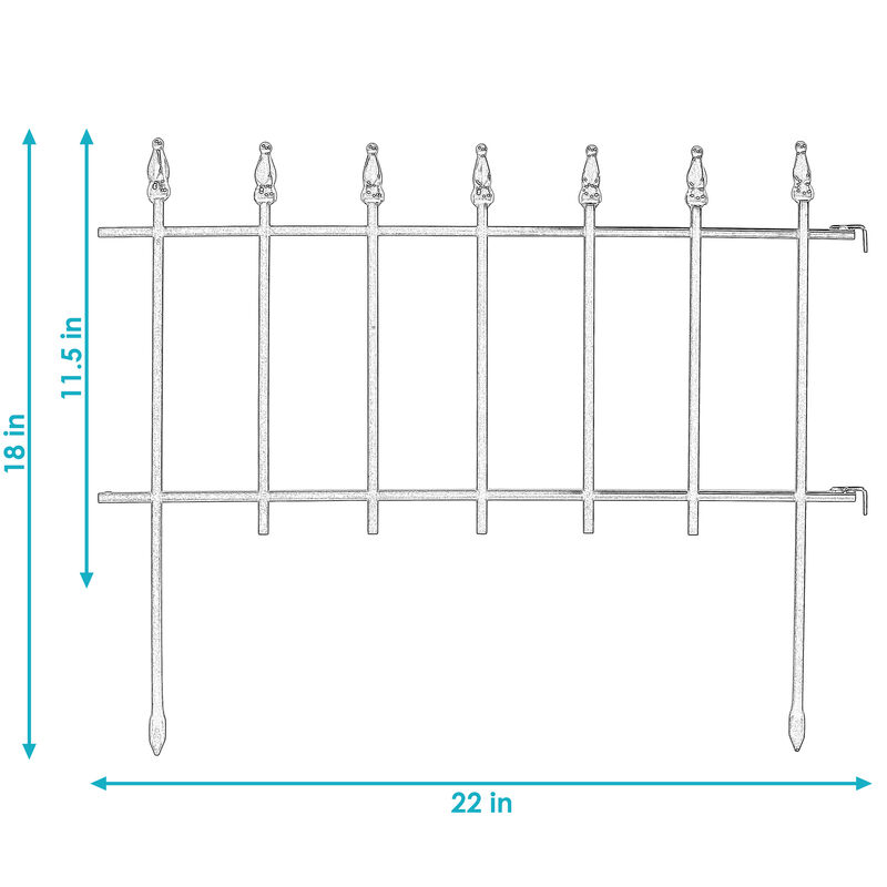 Sunnydaze 20-Piece Roman Walkway Iron Panel Border Fencing - 36 ft - Black