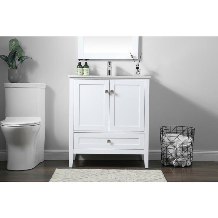 Elegant Kitchen and Bath 30 Inch SIngle Bathroom Vanity In White