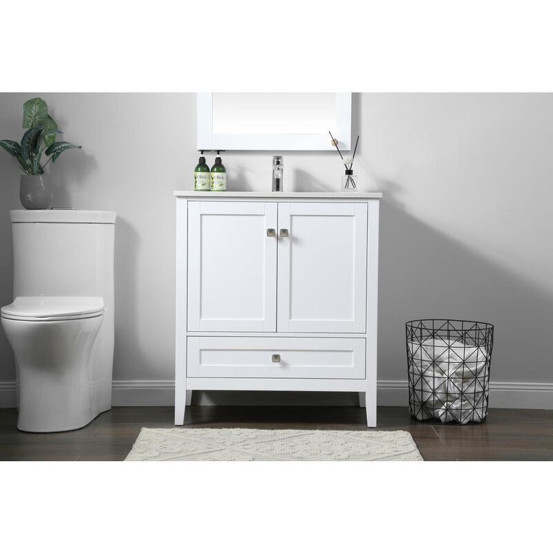 Elegant Kitchen and Bath 30 Inch SIngle Bathroom Vanity In White