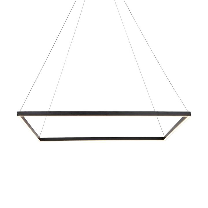 VONN Lighting Integrated LED Chandelier Height Adjustable Square Pendant Light in Black