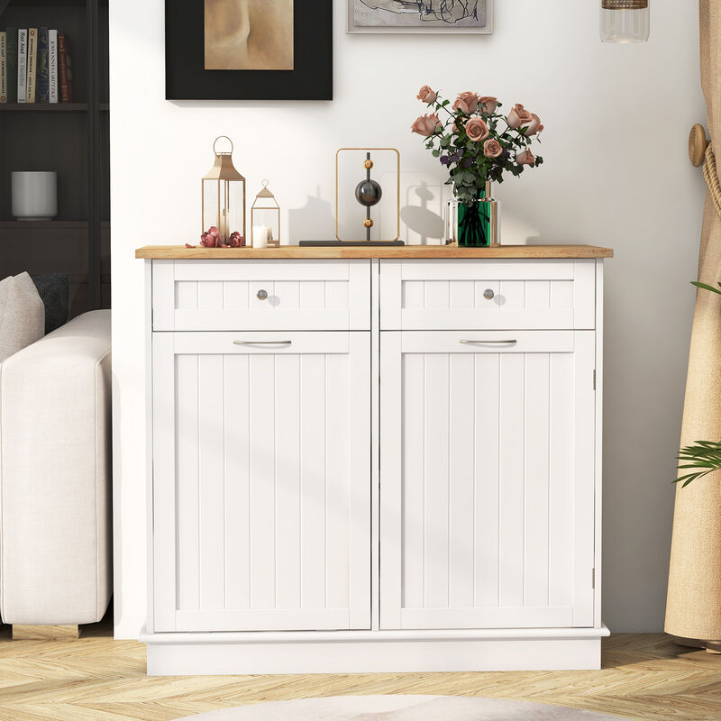 Kitchen Trash Cabinet with Single Can Holder & Adjustable Shelf – Stylish Waste Bin Storage Solution