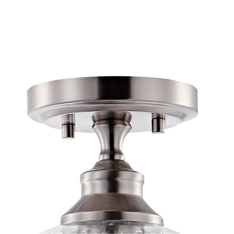 Marla 1-Light Bohemian Farmhouse Iron/Seeded Glass LED Semi Flush Mount