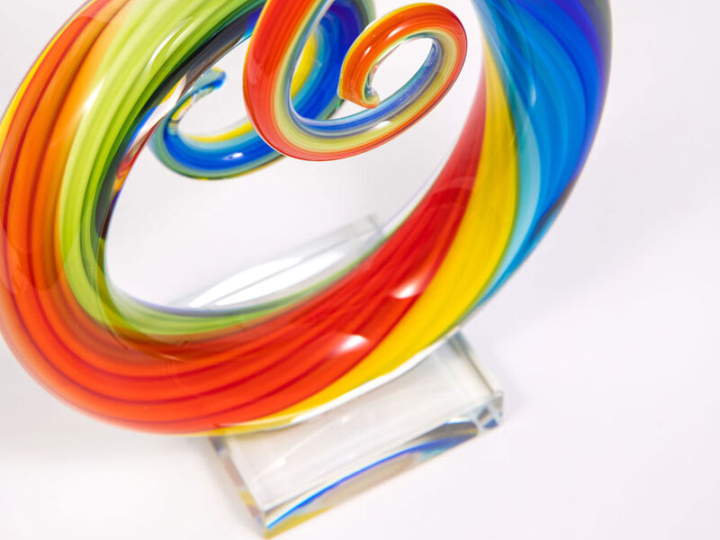 Hand Blown Treble Sommerso Art Glass Sculpture