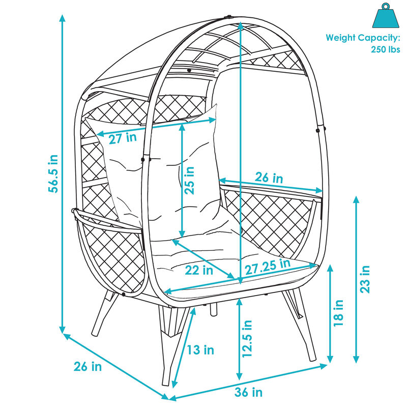 Sunnydaze Shaded Comfort Wicker Outdoor Basket Chair with Cushion