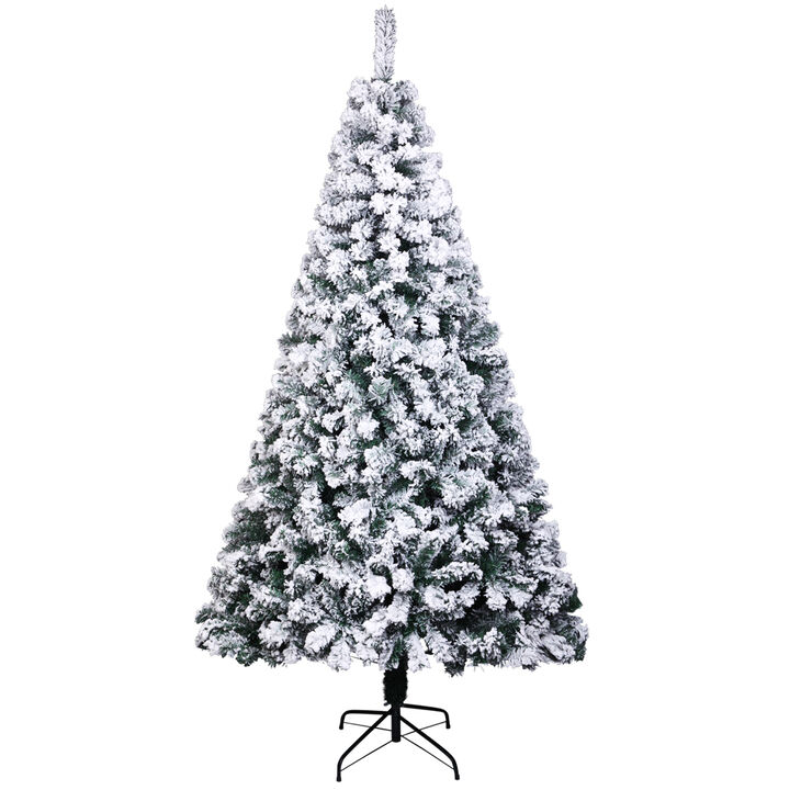 Snow-Flocked Hinged Christmas Tree Realistic, Full & Easy-to-Assemble Holiday Décor