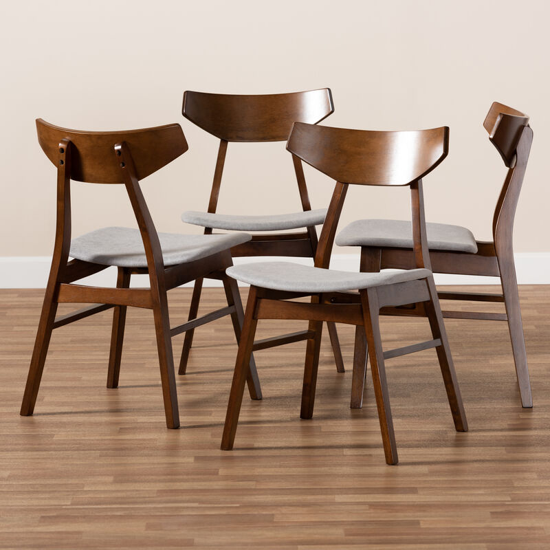 Baxton Studio Danica Light Grey Fabric Upholstered Wood 4 Piece Dining Chair Set