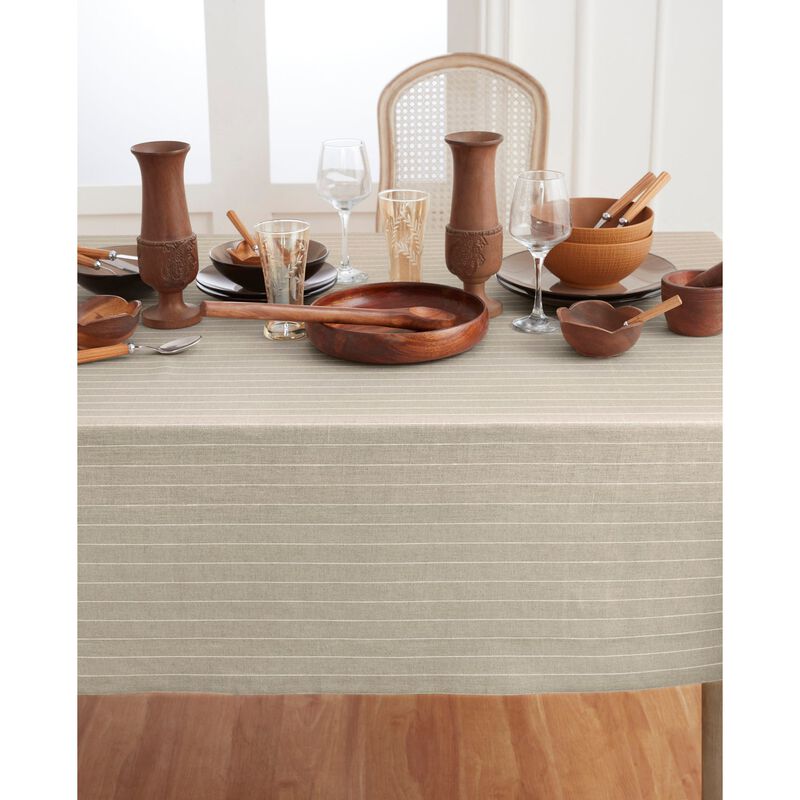 Solino Home 100% Pure Linen Tablecloth | Pinstripe